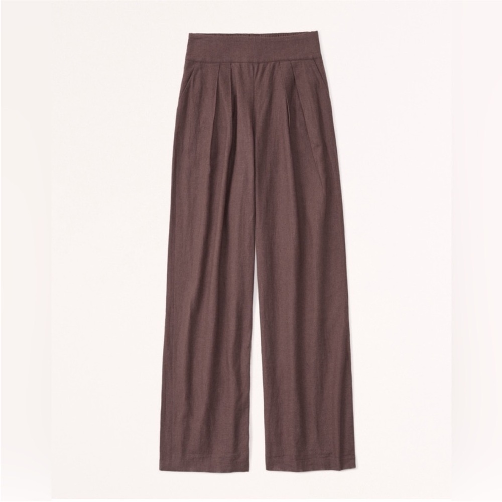 Abercrombie & Fitch Brown Wide Leg Linen Pants
